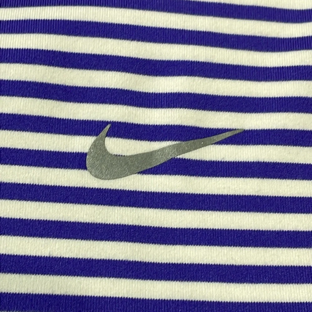 Nike Running Dri-Fit Lightweight Purple White Stripe Mock Neck 1/4 Zip Shirt XL